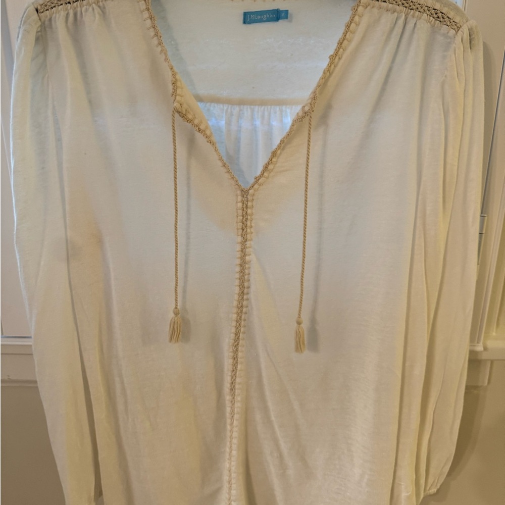 J. McLaughlin cream colored cotton top
